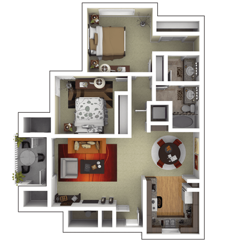 Floor plan for 2 beds, 1 bath, 900 sqft
